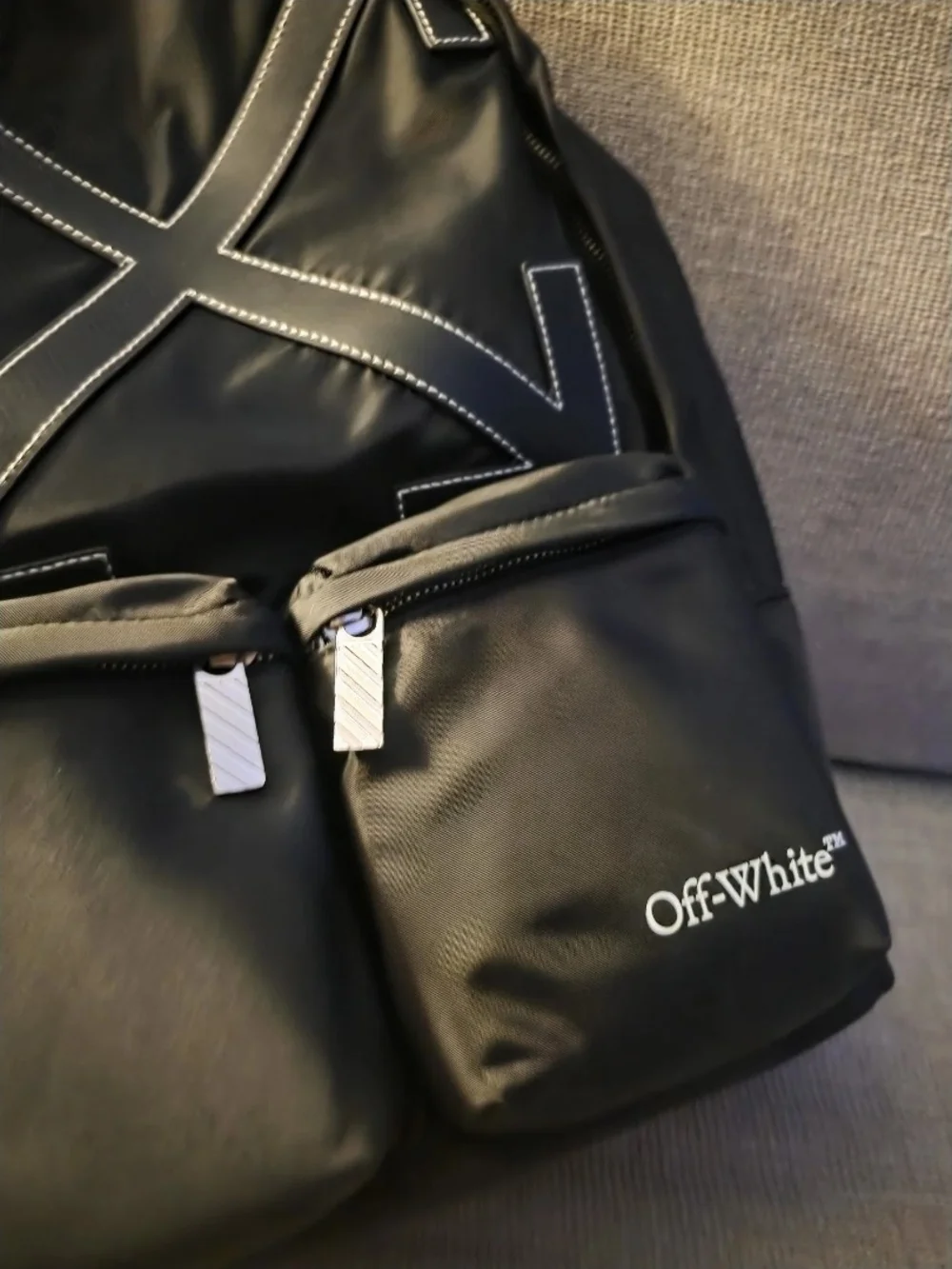 Off-White Arrows Nylon Multi-Pocket Backpack Leather Appliqué Industrial BNWT